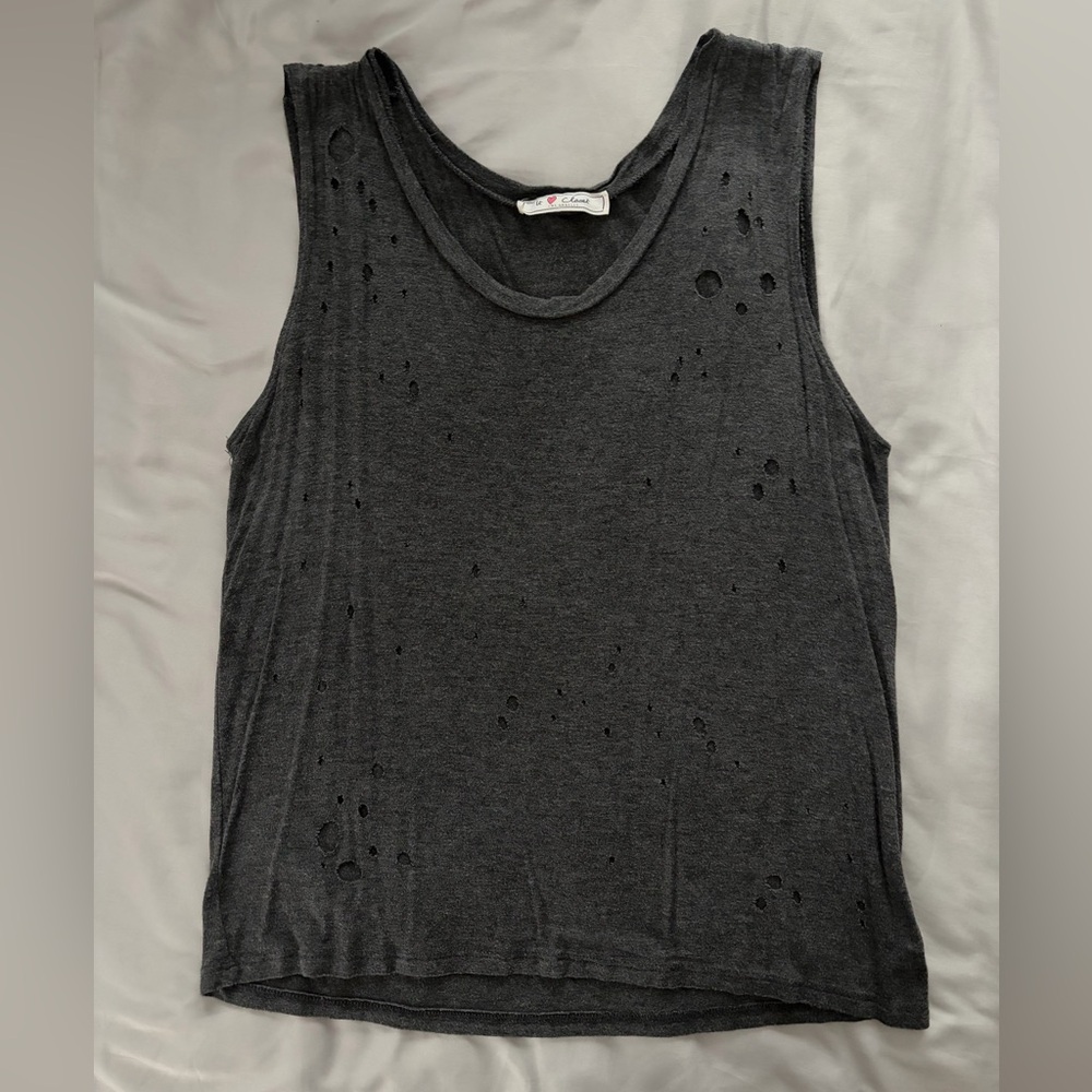 Closet Distressed Charcoal Gray Tank Top